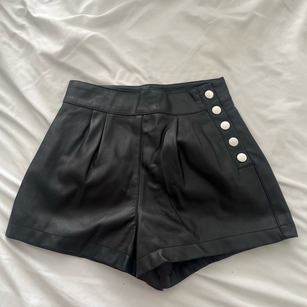 Sexy black leather shorts